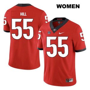 Women's Georgia Bulldogs NCAA #55 Trey Hill Nike Stitched Red Legend Authentic College Football Jersey ANK4354RW